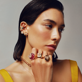 HONEYCOMB GOLD DIAMOND SINGLE EARRING