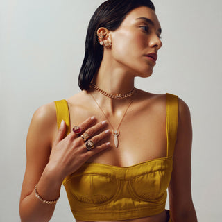 HONEYCOMB GOLD DIAMOND SINGLE EARRING