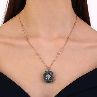 VENUS STAR 18K GOLD BLUE DIAMOND PENDANT