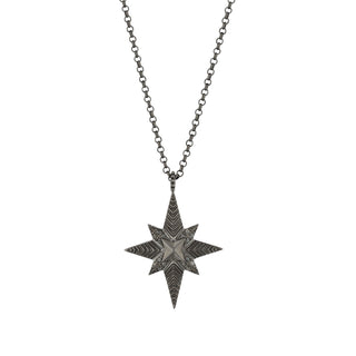 NORTH STAR SILVER BLACK DIAMOND NECKLACE