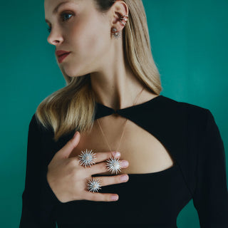 MONDRIAN GOLD BAGUETTE DIAMOND EAR CUFF