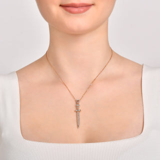 SWORD FULL BAGUETTE DIAMOND NECKLACE