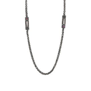 SWORD SILVER BLACK DIAMOND RUBY NECKLACE