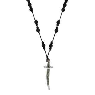 SWORD GOLD BLACK DIAMOND NECKLACE