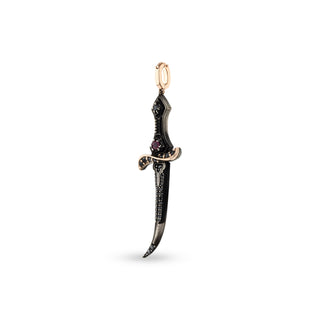 DAGGER GOLD & SILVER BLACK DIAMOND RUBY PENDANT