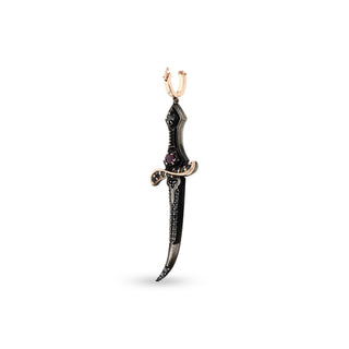 DAGGER GOLD & SILVER BLACK DIAMOND RUBY PENDANT