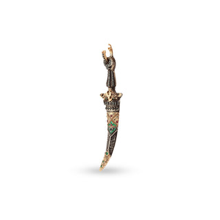 SWORD GOLD BLACK DIAMOND EMERALD PENDANT