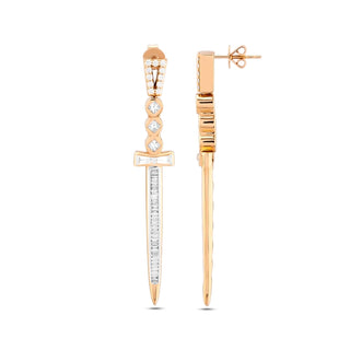 SWORD 18K GOLD DIAMOND EARRING