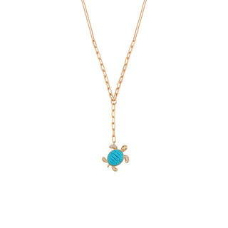 TURTLE GOLD DIAMOND TURQUOISE NECKLACE