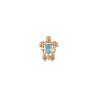 TURTLE GOLD BLUE TOPAZ SINGLE EARRING