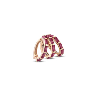 MONDRIAN GOLD 3 ROWS RUBY EAR CUFF