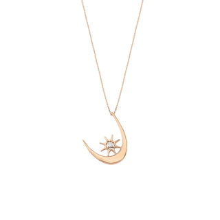 THE MOON AND NORTH STAR GOLD DIAMOND NECKLACE