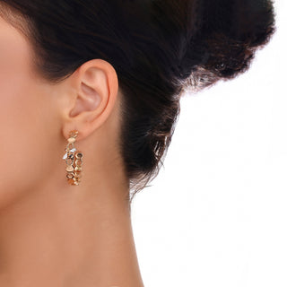 HONEYCOMB HOOP GOLD DIAMOND EARRING