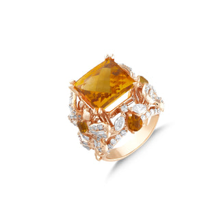 QUEEN BEE ARINNA 18K GOLD CITRINE DIAMOND RING