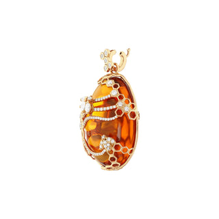 HONEYCOMB 18K GOLD DIAMOND CITRINE PENDANT