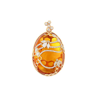 HONEYCOMB 18K GOLD DIAMOND CITRINE PENDANT