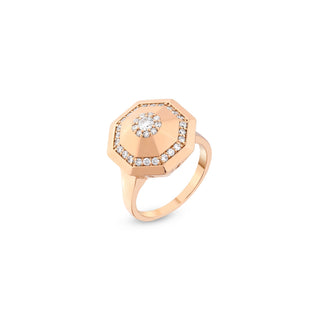 HONEYCOMB 18K GOLD DIAMOND PINKY RING