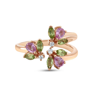 QUEEN BEE MAYA GOLD DIAMOND PINK SAPPHIRE RING