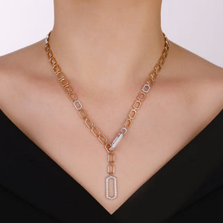 CHAIN GOLD DIAMOND LARIAT NECKLACE