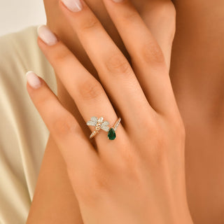 BEE GOLD EMERALD DIAMOND RING