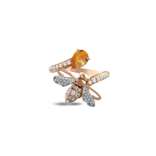 QUEEN BEE MELLONA GOLD DIAMOND CITRINE RING