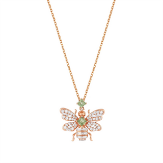 QUEEN BEE RAINBOW CHAKRA GOLD DIAMOND PERIDOT NECKLACE