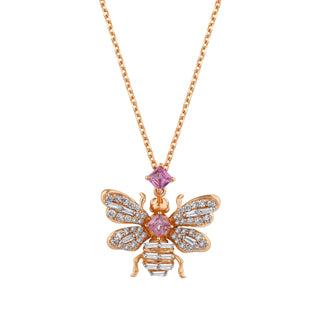 HONEYCOMB PINK SAPPHIRE BAGUETTE DIAMOND NECKLACE