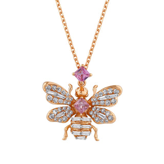 HONEYCOMB PINK SAPPHIRE BAGUETTE DIAMOND NECKLACE