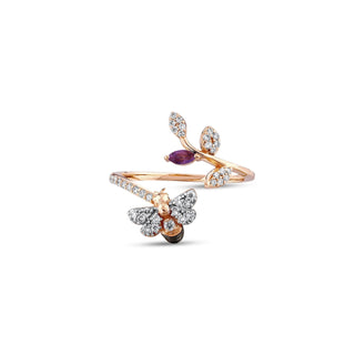 QUEEN BEE MELISSA GOLD DIAMOND AMETHYST RING