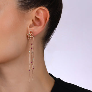 HONEYCOMB GOLD DIAMOND PINK SAPPHIRE EARRING