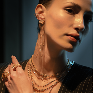 MONDRIAN GOLD BAGUETTE DIAMOND EAR CUFF