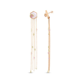 HONEYCOMB GOLD DIAMOND PINK SAPPHIRE EARRING