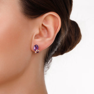 QUEEN BEE MAYA GOLD DIAMOND AMETHYST EARRINGS