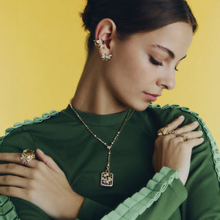 QUEEN BEE BON BON GOLD DIAMOND PERIDOT EARRINGS