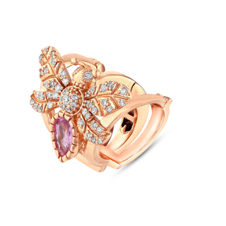 QUEEN BEE EVA GOLD DIAMOND PINK SAPPHIRE EAR CUFF