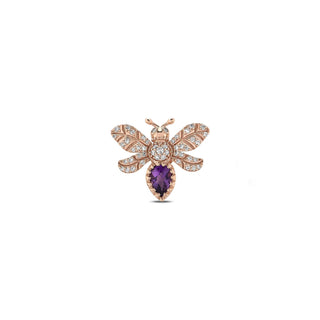 QUEEN BEE EVA GOLD DIAMOND AMETHYST SINGLE EARRING