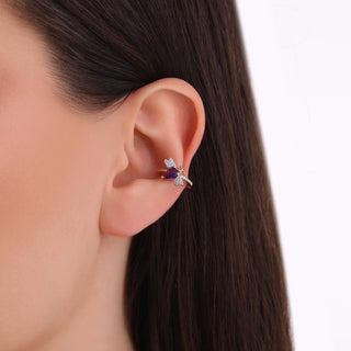 QUEEN BEE BELLA GOLD DIAMOND AMETHYST EAR CUFF
