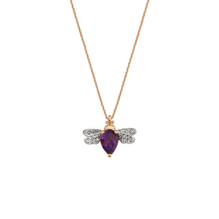 QUEEN BEE GOLD DIAMOND AMETHYST NECKLACE