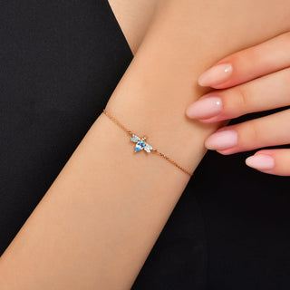 QUEEN BEE BELLA GOLD BLUE TOPAZ DIAMOND BRACELET