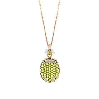 HONEYCOMB MAYA GOLD DIAMOND PERIDOT NECKLACE