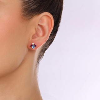 QUEEN BEE GOLD DIAMOND BLUE TOPAZ SINGLE EARRING