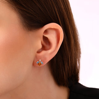 QUEEN BEE MAYA GOLD DIAMOND BLUE TOPAZ SINGLE EARRING