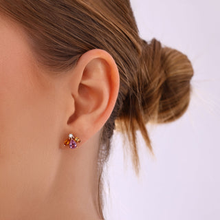 QUEEN BEE MAYA GOLD DIAMOND PINK SAPPHIRE SINGLE EARRING