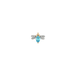 QUEEN BEE GOLD DIAMOND BLUE TOPAZ SINGLE EARRING