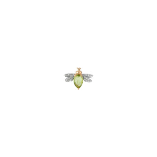 QUEEN BEE BELLA GOLD DIAMOND PERIDOT SINGLE EARRING