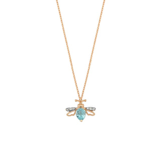 QUEEN BEE GOLD DIAMOND BLUE TOPAZ NECKLACE