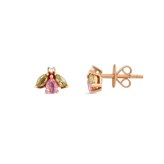 QUEEN BEE MAYA PINK SAPPHIRE PERIDOT DIAMOND EARRING