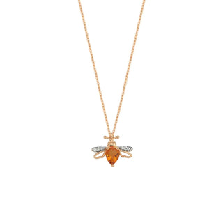 QUEEN BEE GOLD DIAMOND CITRINE NECKLACE