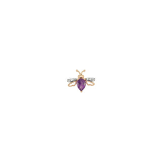 QUEEN BEE GOLD DIAMOND AMETHYST SINGLE  EARRING