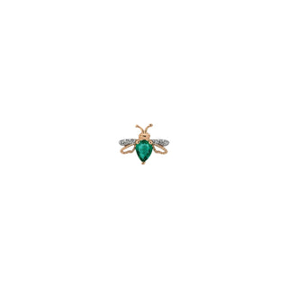 QUEEN BEE LILY GOLD DIAMOND EMERALD SINGLE EARRING